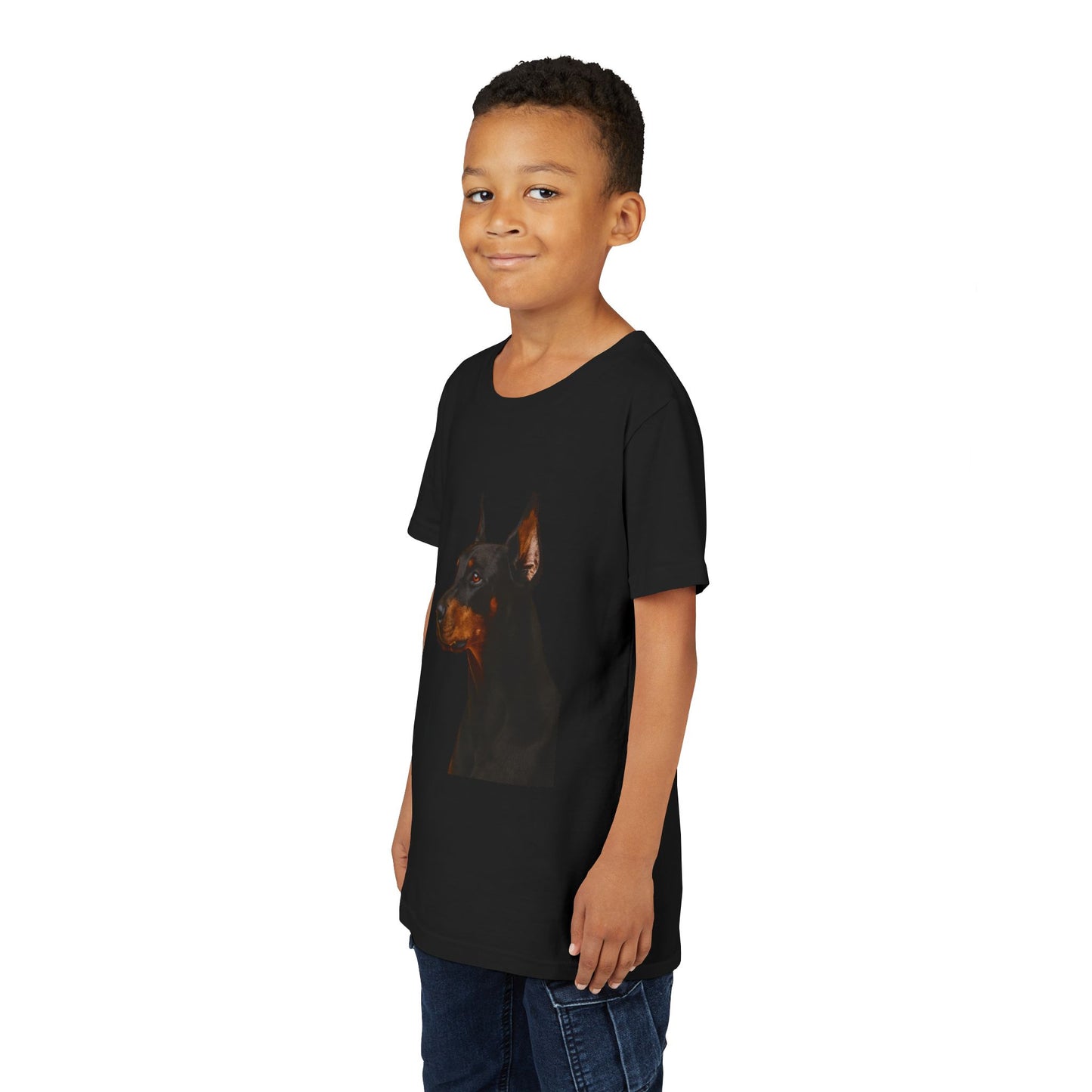 Doberman Head Youth Unisex Short Sleeve Crewneck Tee