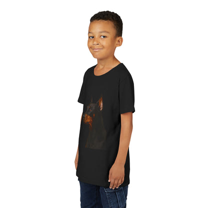 Doberman Head Youth Unisex Short Sleeve Crewneck Tee