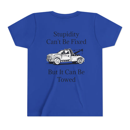 Stupidity Wheel Lift Tow Truck Youth Unisex Short Sleeve Crewneck Tee