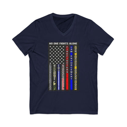 No One Fights Alone Unisex Short Sleeve V-Neck Tee