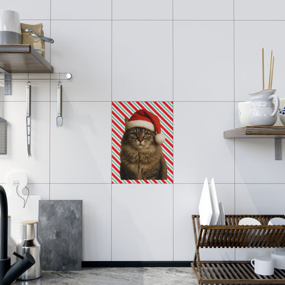 Santa Paws Cat Ceramic Photo Tile