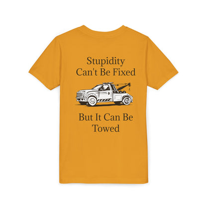 Stupidity Wheel Lift Tow Truck Youth Unisex Short Sleeve Crewneck Tee
