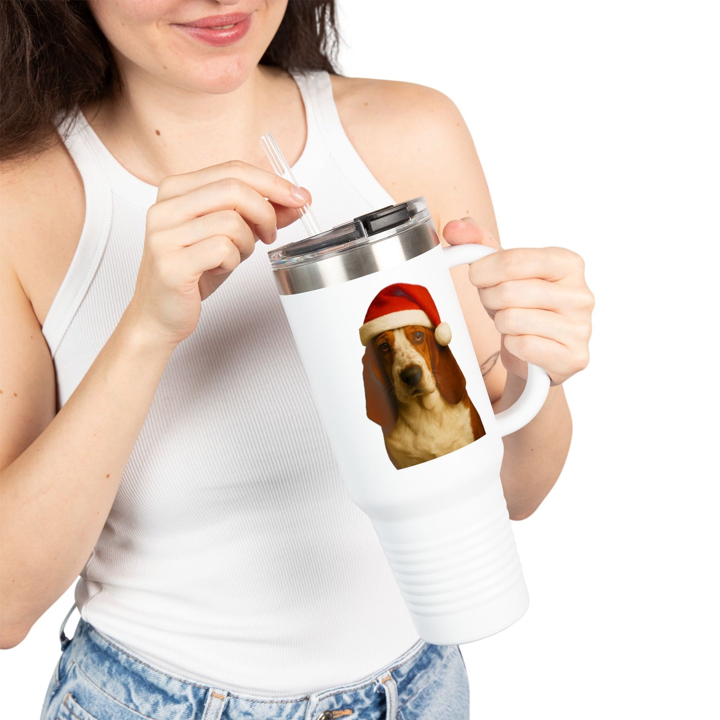Santa Paws Basset Insulated Travel Mug