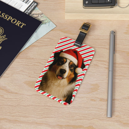 Santa Paws Aussie Leather Strap Luggage Tag