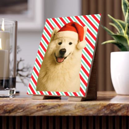 Santa Paws Samoyed Ceramic Photo Tile