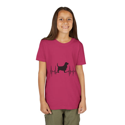 My Heart Beats For Bassets Youth Unisex Short Sleeve Crewneck Tee