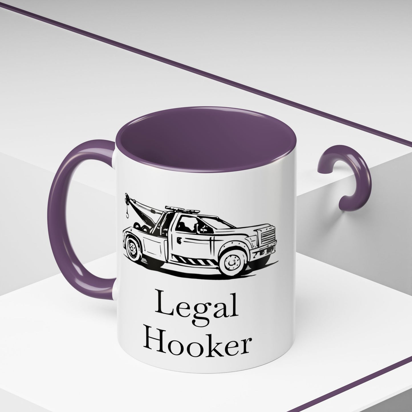 Legal H**ker Wheel Lift Tow Truck 2-Tone Coffee Mug