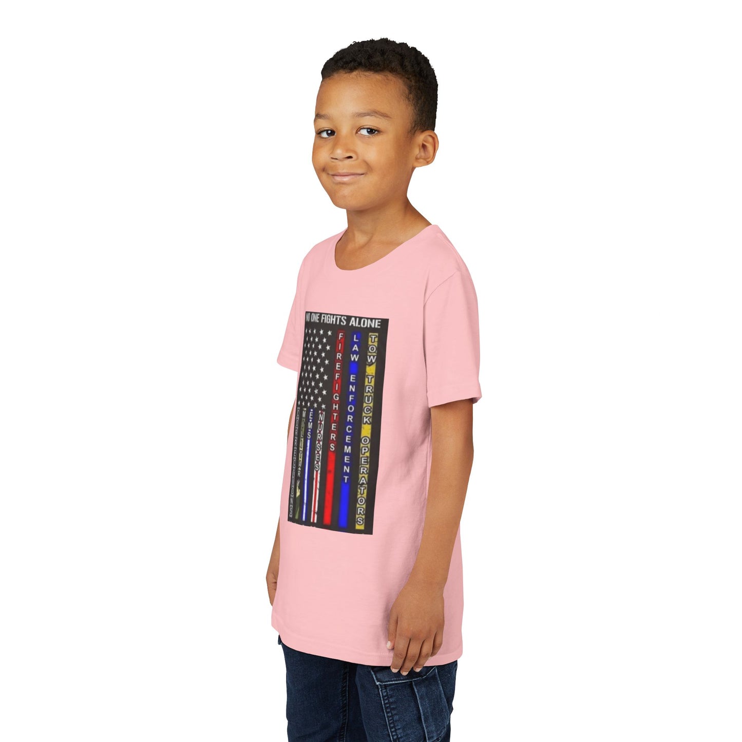 No One Fights Alone Youth Unisex Short Sleeve Crewneck Tee