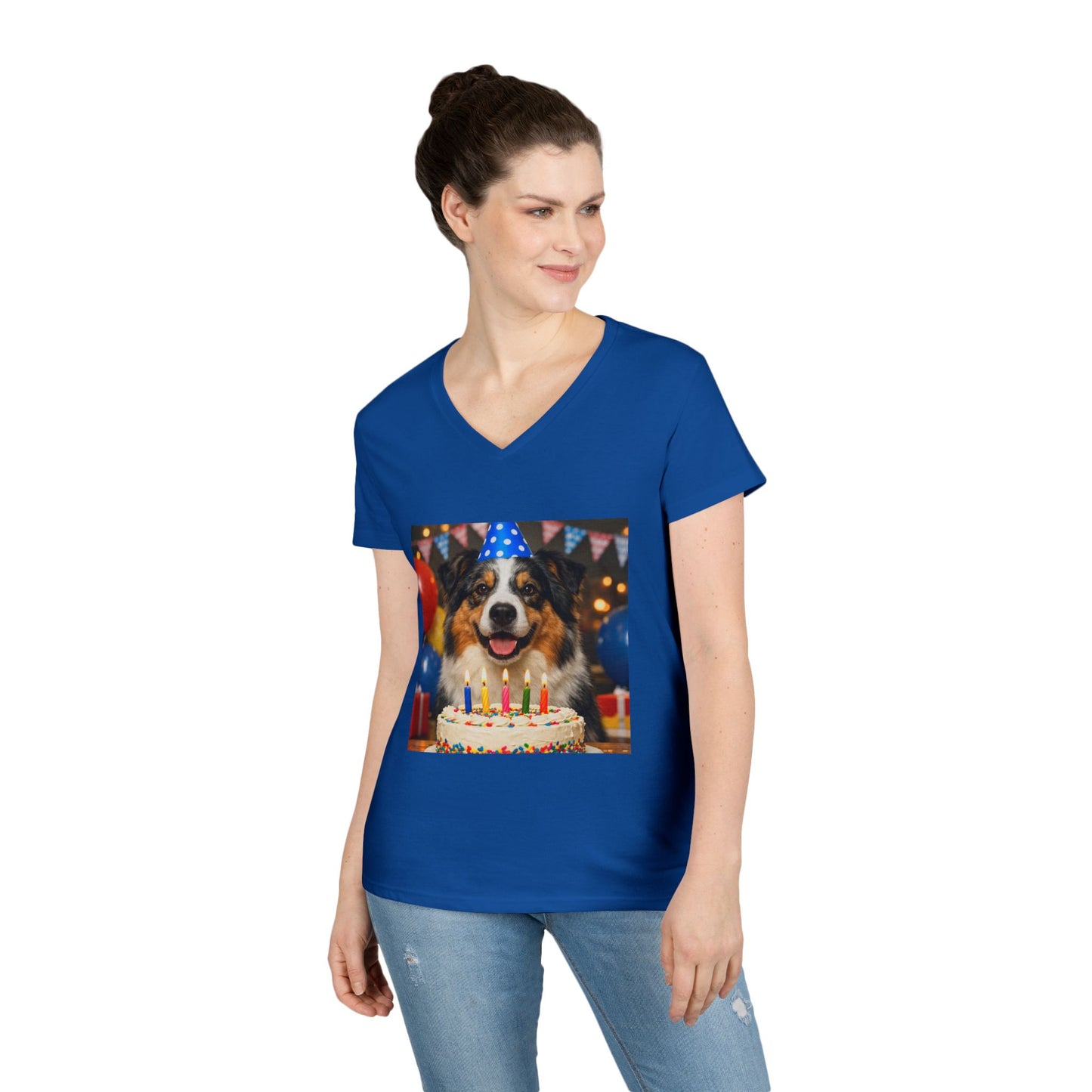 Birthday Buddy Aussie Women's V-Neck T-Shirt