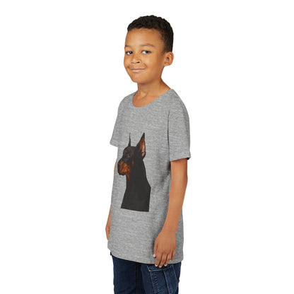 Doberman Head Youth Unisex Short Sleeve Crewneck Tee