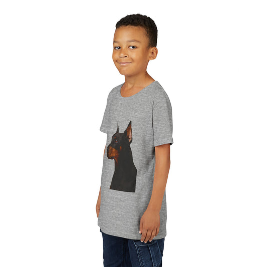 Doberman Head Youth Unisex Short Sleeve Crewneck Tee