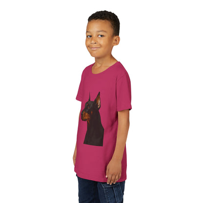Doberman Head Youth Unisex Short Sleeve Crewneck Tee