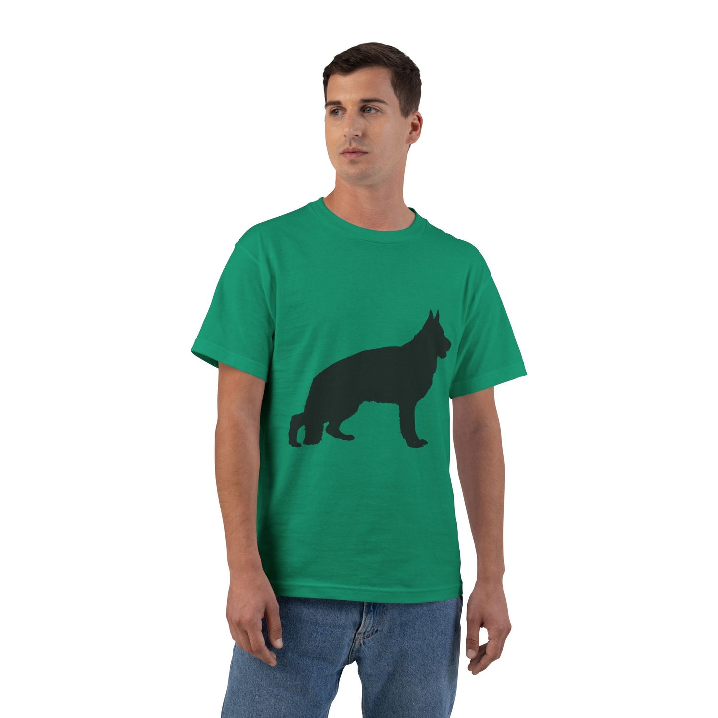 German Shepherd Silhouette Men's Short-Sleeve Crewneck Tee