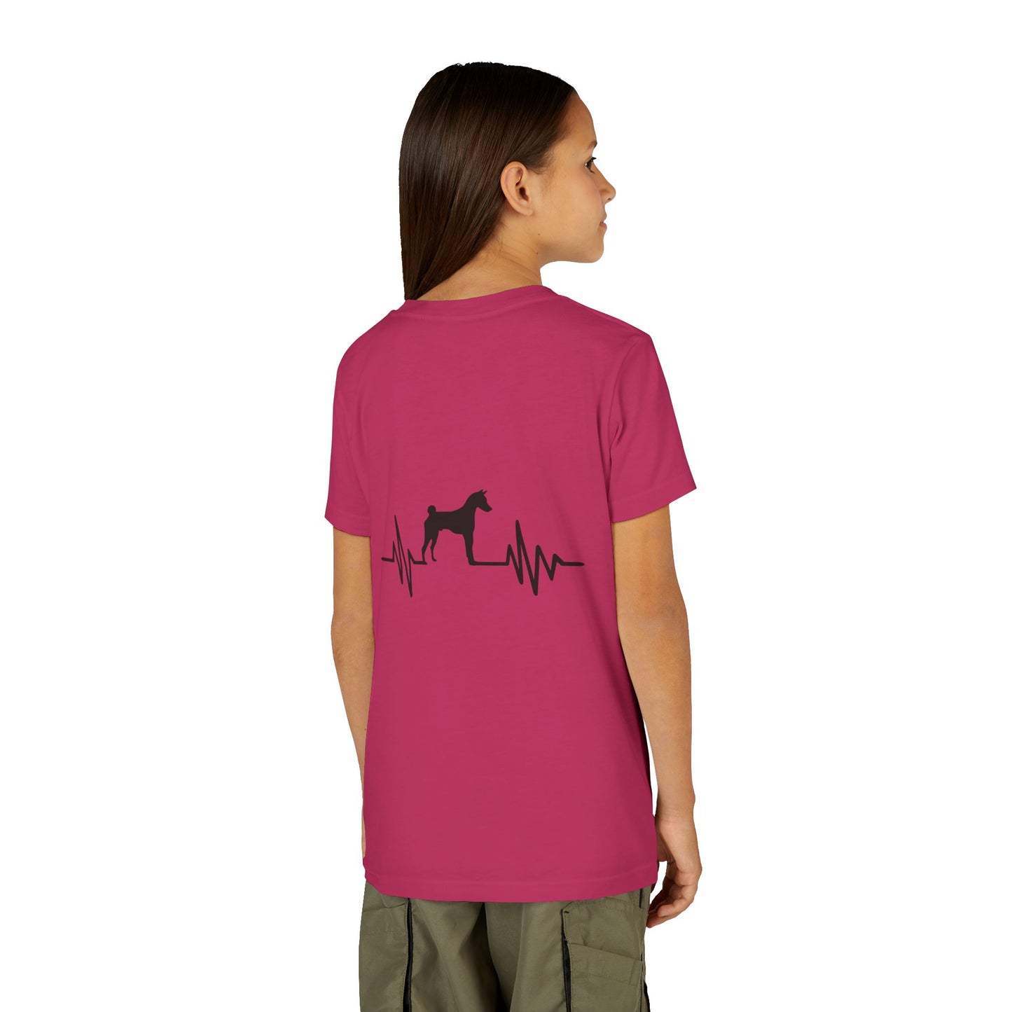 My Heart Beats For Basenjis Youth Unisex Short Sleeve Crewneck Tee