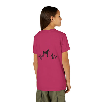 My Heart Beats For Basenjis Youth Unisex Short Sleeve Crewneck Tee