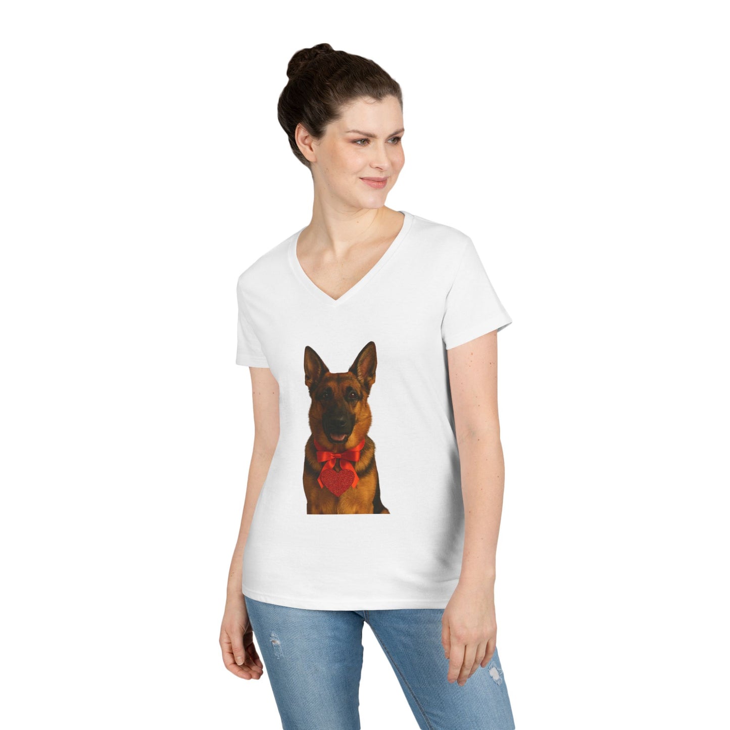 Cupid's Companion German Shepherd Women's V-Neck T-Shirt