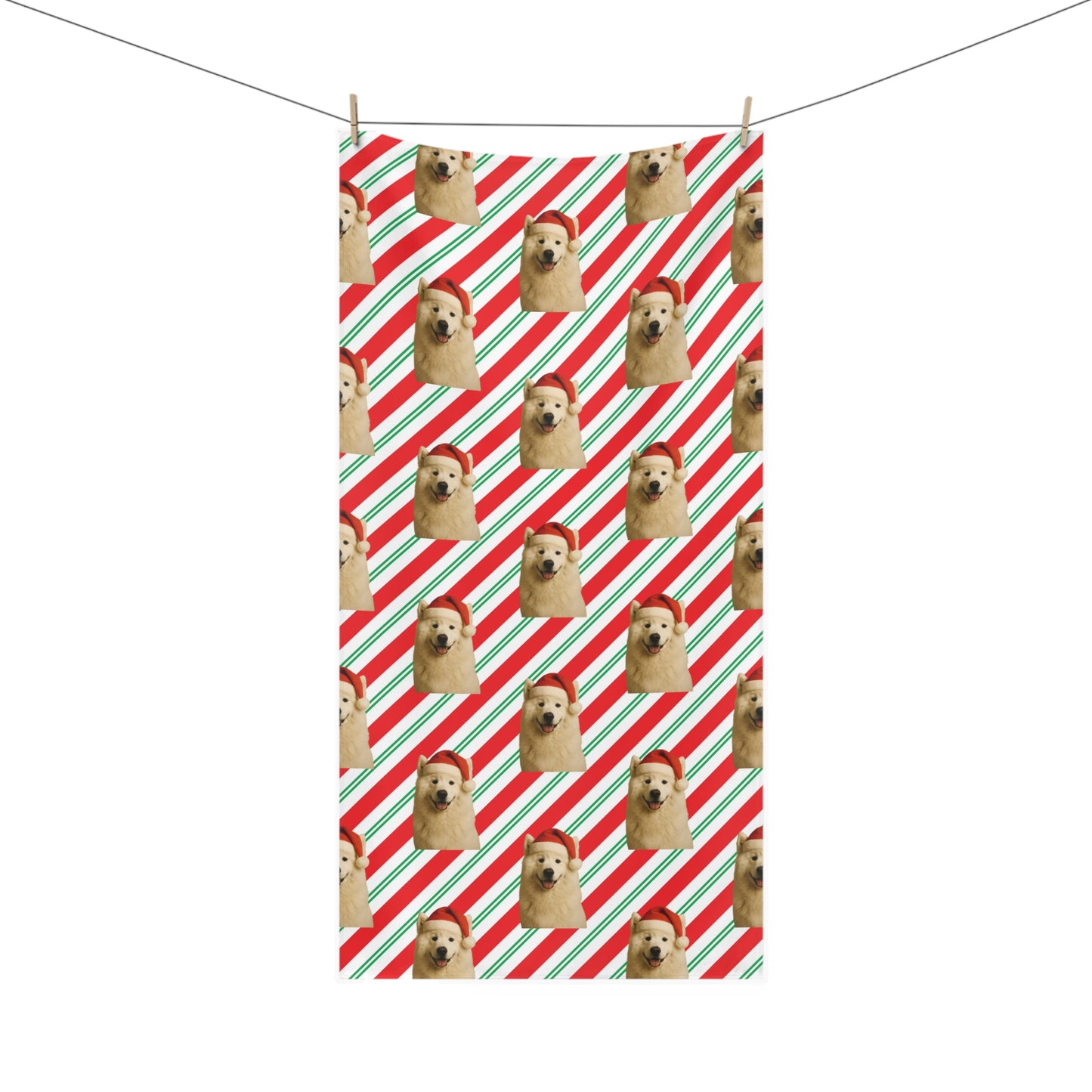 Santa Paws Samoyed  Mink-Cotton  Beach Towel