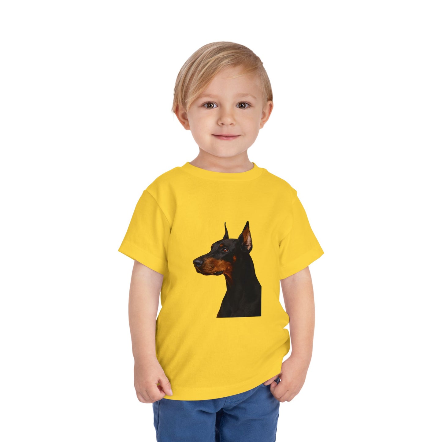 Doberman Head Toddler Unisex Short Sleeve Crewneck Tee