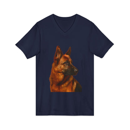 German Shepherd Head Unisex Short Sleeve V-Neck Tee