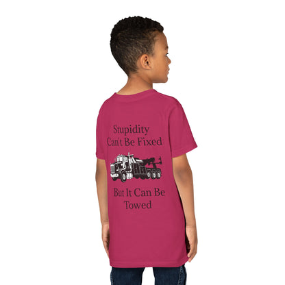 Stupidity Heavy Tow Truck Youth Unisex Short Sleeve Crewneck Tee