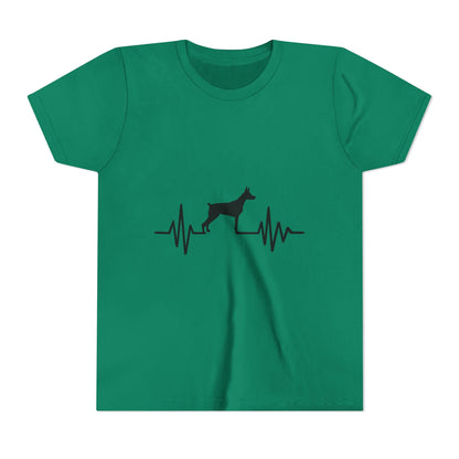 My Heart Beats For Dobermans Youth Unisex Short Sleeve Crewneck Tee