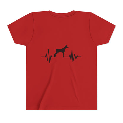 My Heart Beats For Dobermans Youth Unisex Short Sleeve Crewneck Tee