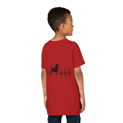 My Heart Beats For Bassets Youth Unisex Short Sleeve Crewneck Tee