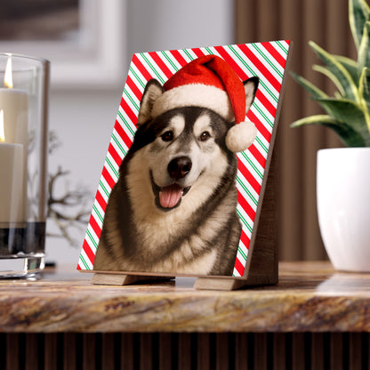 Santa Paws Malamute Ceramic Photo Tile