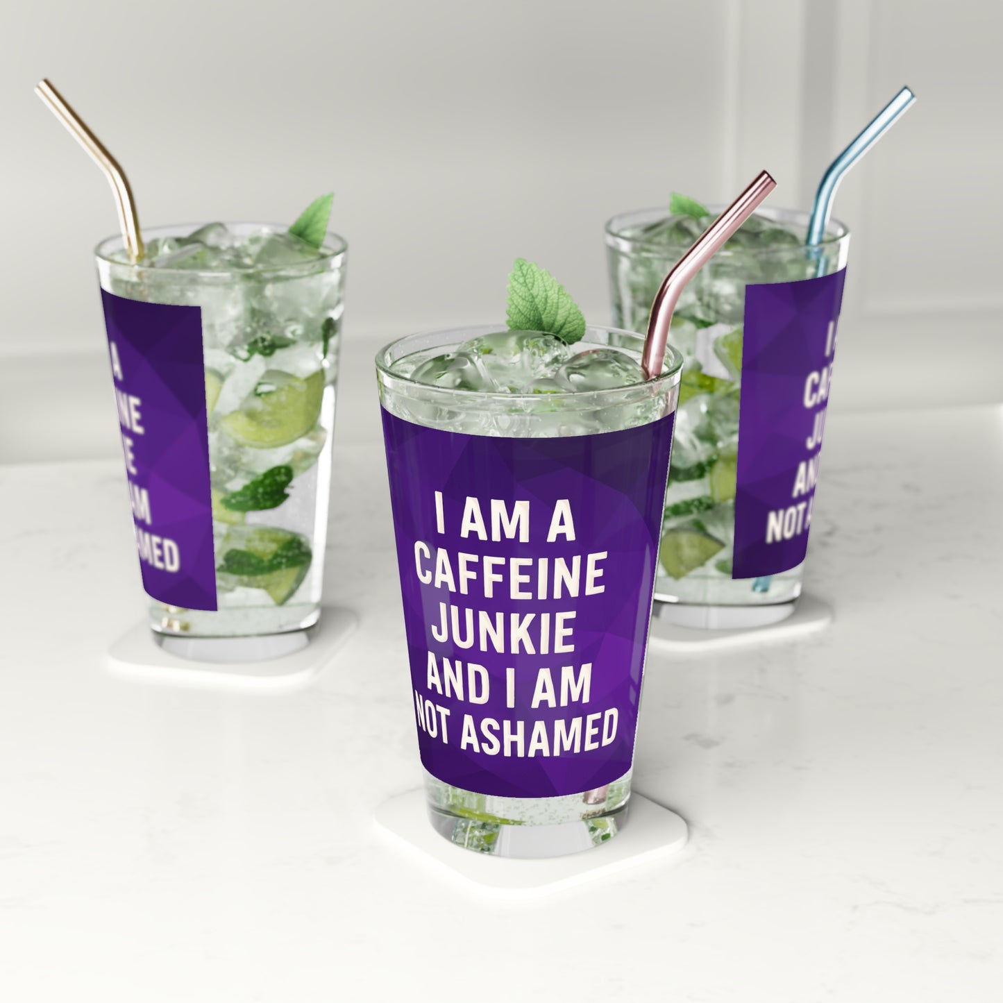 Caffeine Junkie Drinking Glass