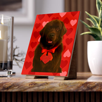 Cupid's Companion Newfie Ceramic Photo Tile