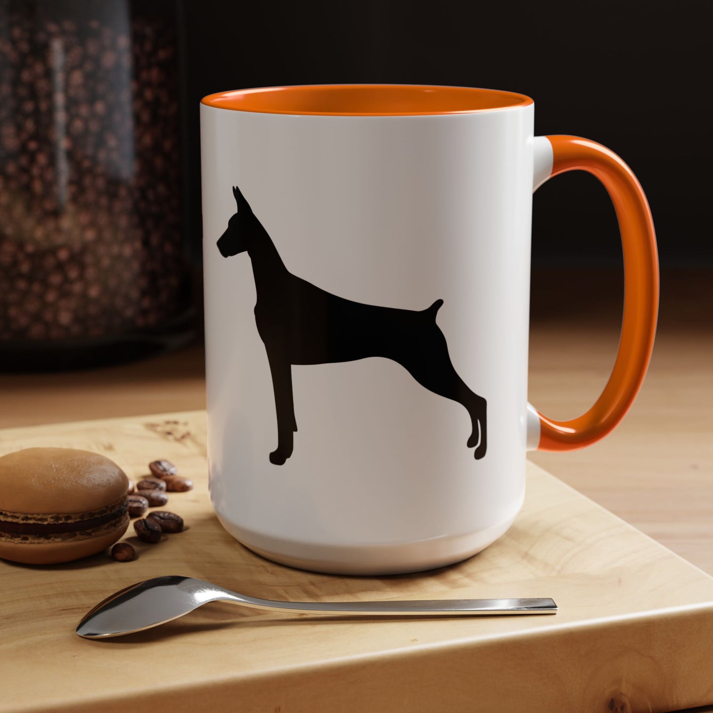 Doberman Silhouette 2-Tone Coffee Mug