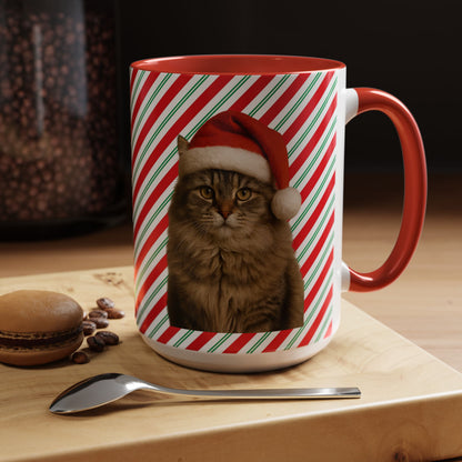 Santa Paws Cat 2-Tone Coffee Mug