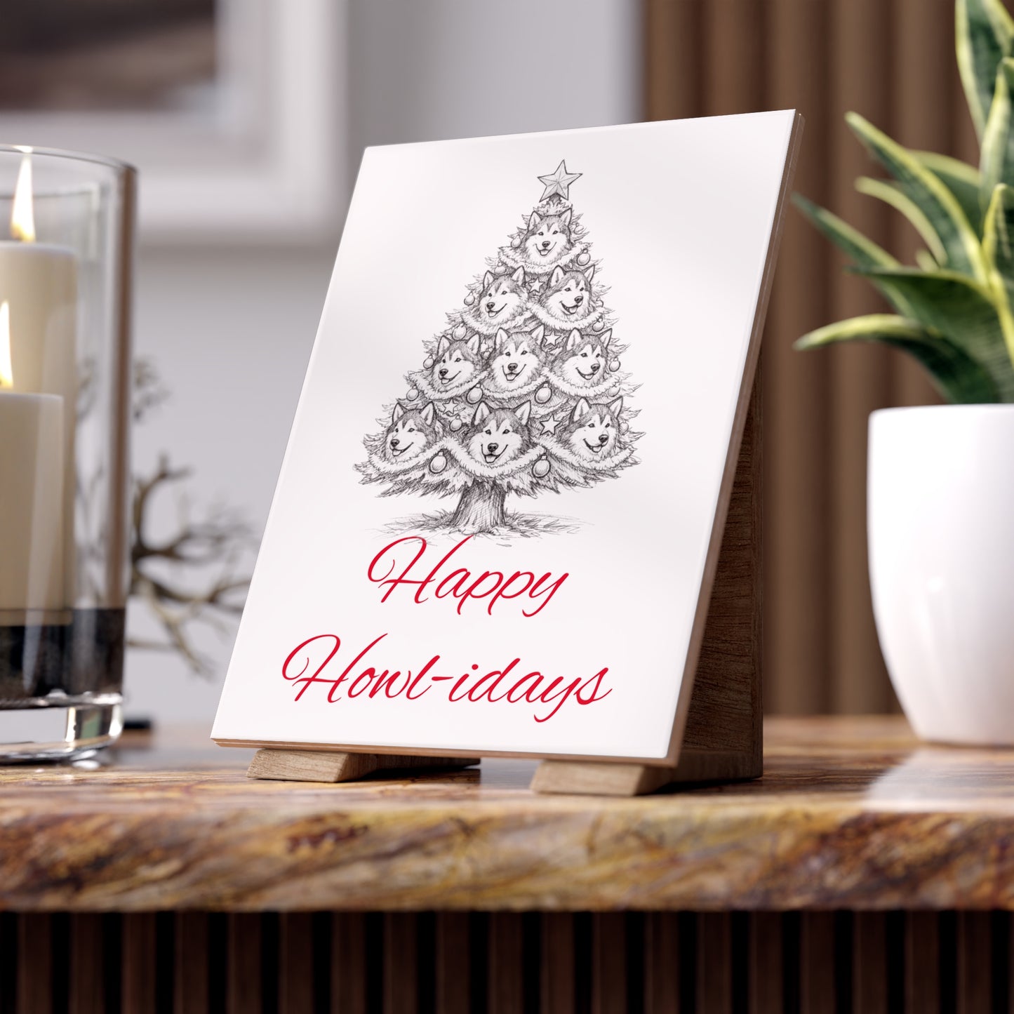 Happy Howl-idays Ceramic Photo Tile