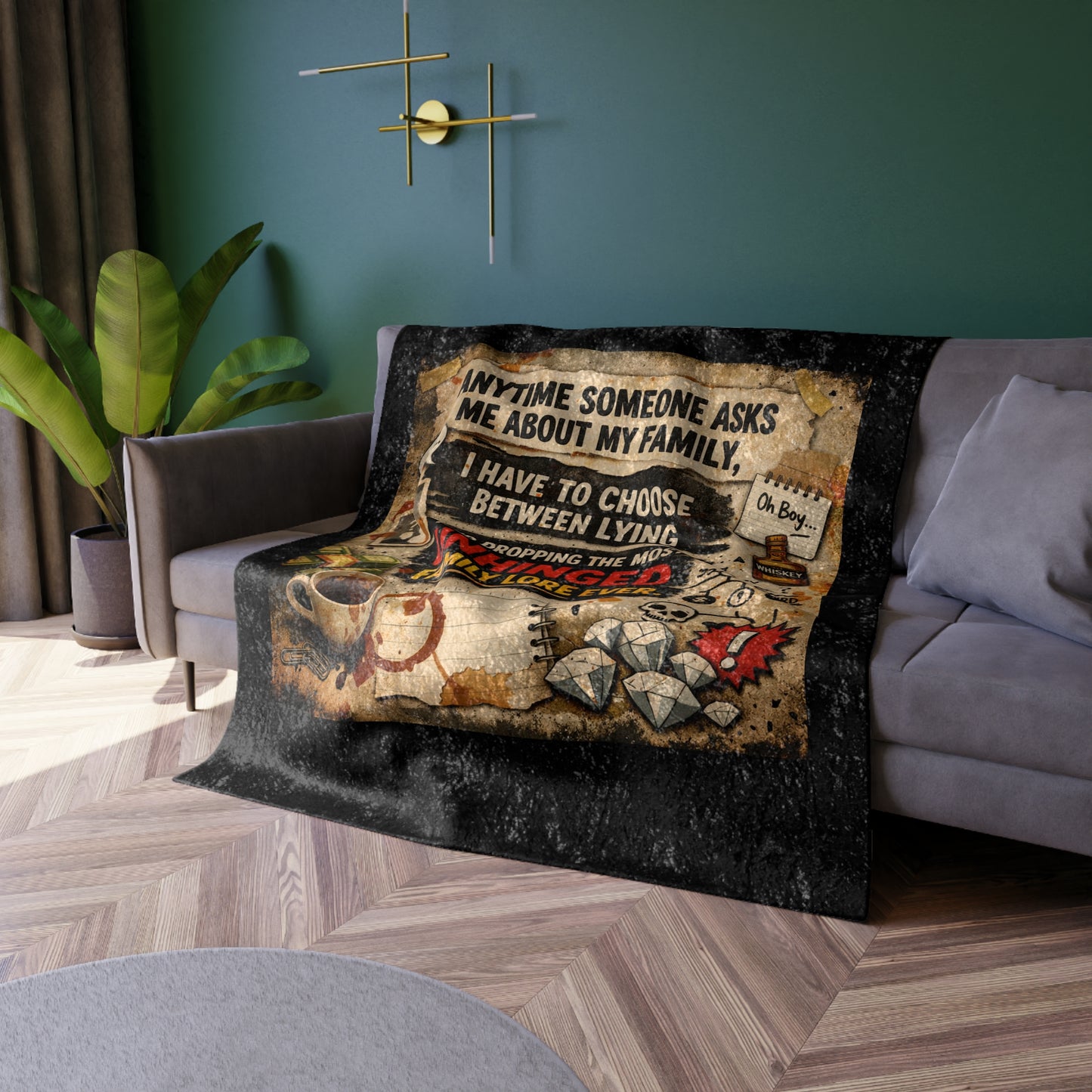 Unhinged Family Crushed Velvet Blanket