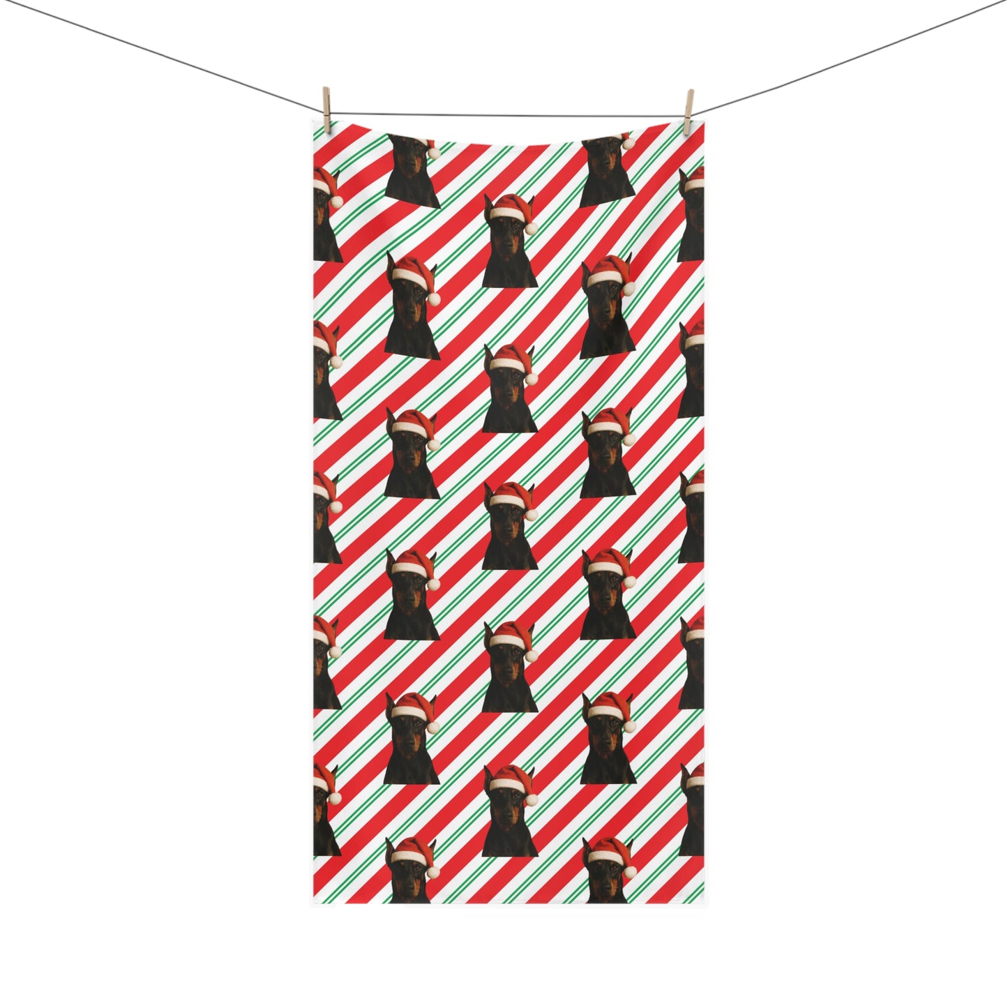 Santa Paws Doberman Mink-Cotton  Beach Towel