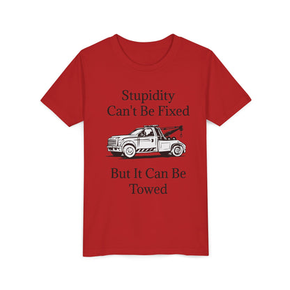 Stupidity Wheel Lift Tow Truck Youth Unisex Short Sleeve Crewneck Tee