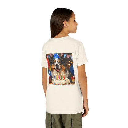 Birthday Buddy Aussie Youth Unisex Short Sleeve Crewneck Tee