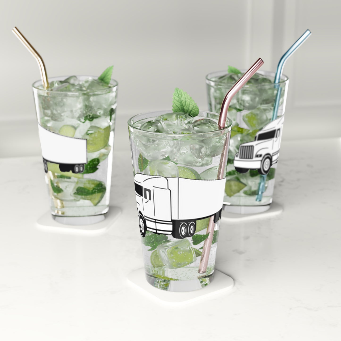 Semi Truck Drinking Glass