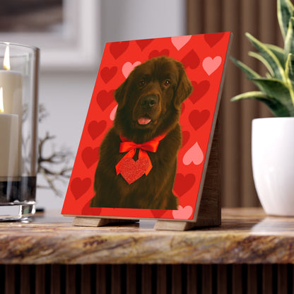 Cupid's Companion Newfie Ceramic Photo Tile