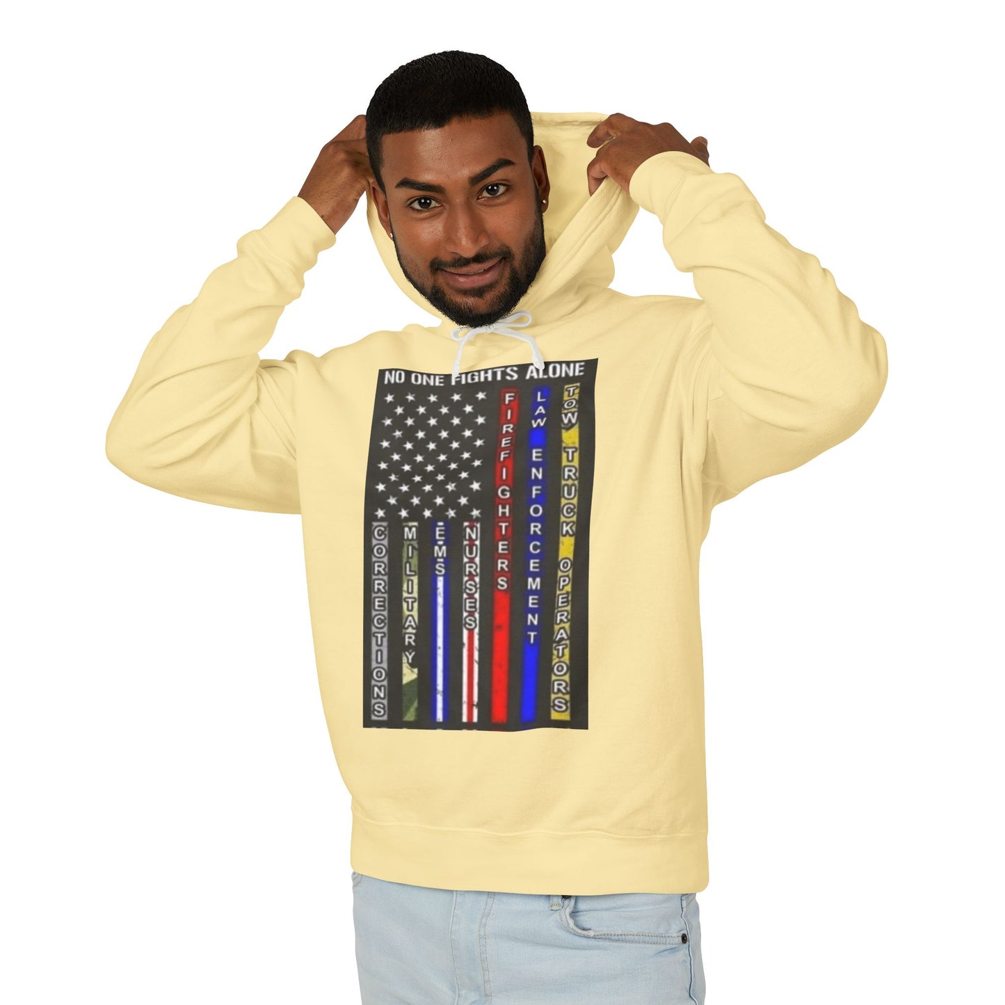 No One Fights Alone Unisex Lightweight Hoodie