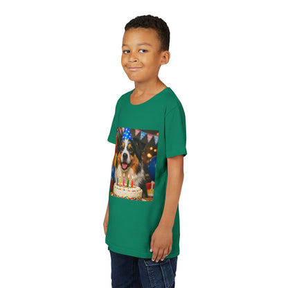 Birthday Buddy Aussie Youth Unisex Short Sleeve Crewneck Tee