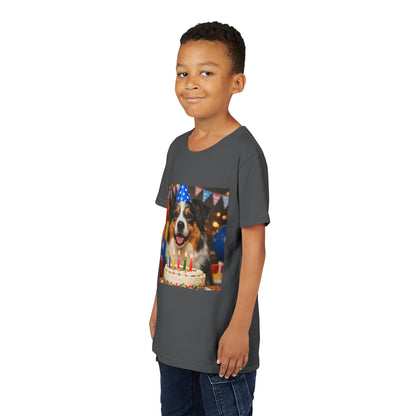 Birthday Buddy Aussie Youth Unisex Short Sleeve Crewneck Tee