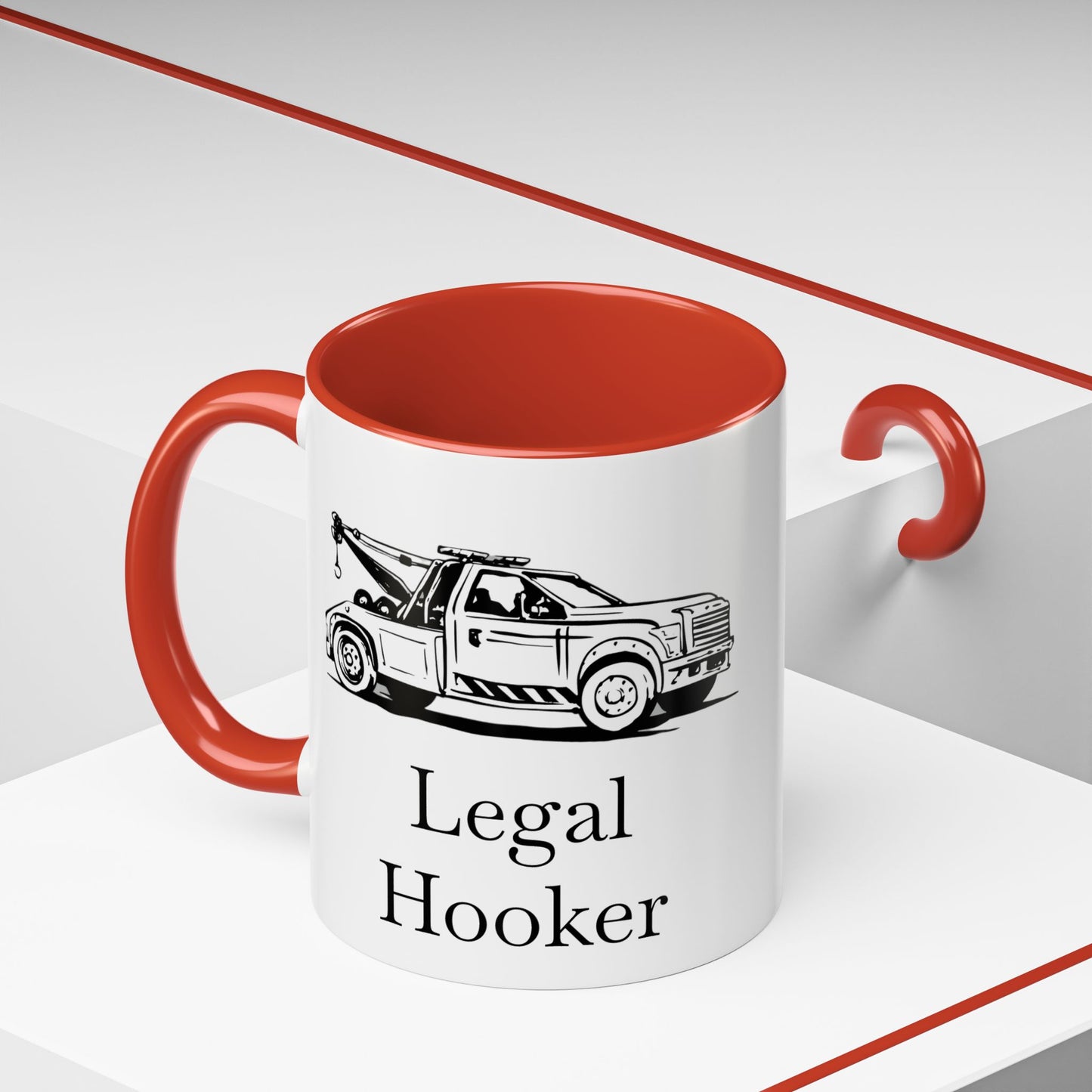 Legal H**ker Wheel Lift Tow Truck 2-Tone Coffee Mug