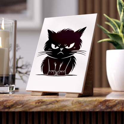 Angry Cat Ceramic Photo Tile