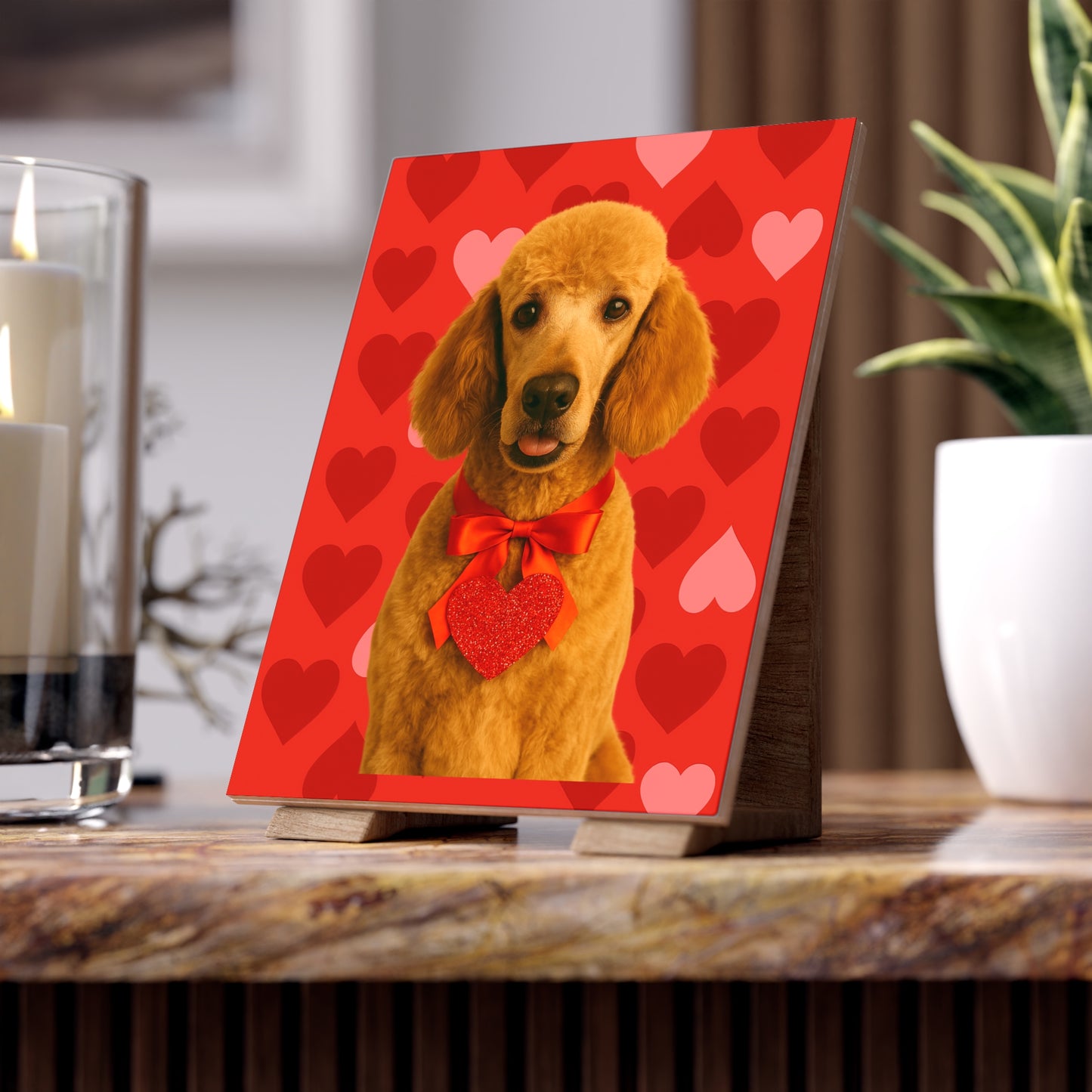 Cupid's Companion Poodle Ceramic Photo Tile