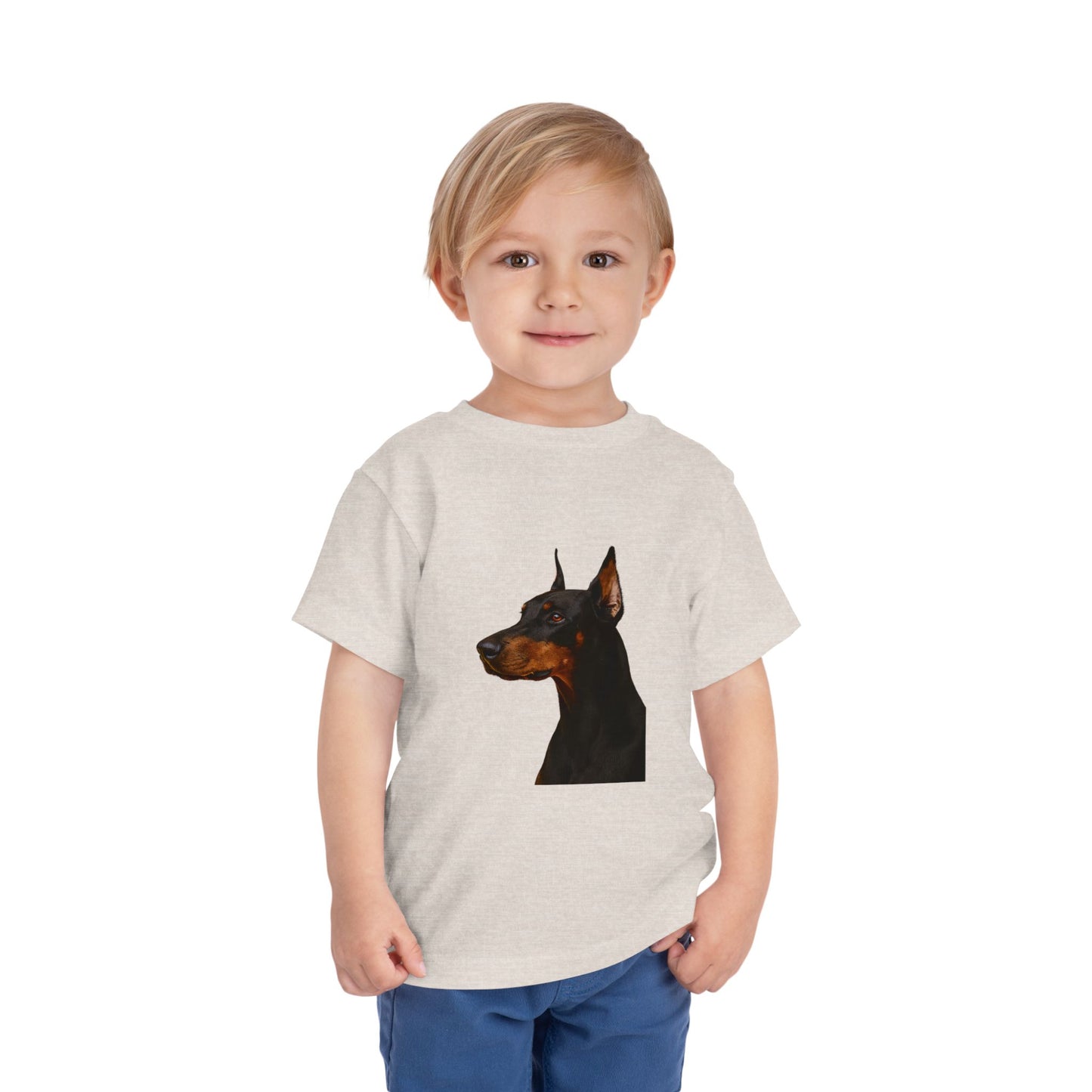 Doberman Head Toddler Unisex Short Sleeve Crewneck Tee