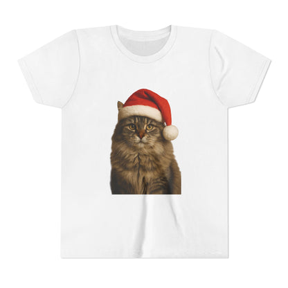 Santa Paws Cat Youth Unisex Short Sleeve Crewneck Tee