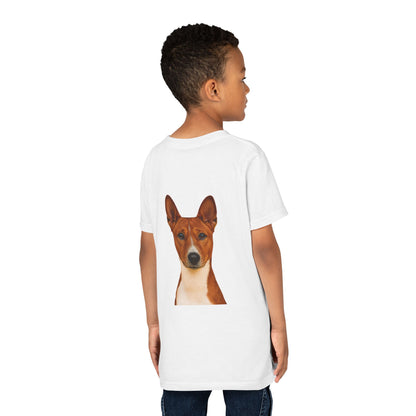 Basenji Head Youth Unisex Short Sleeve Crewneck Tee