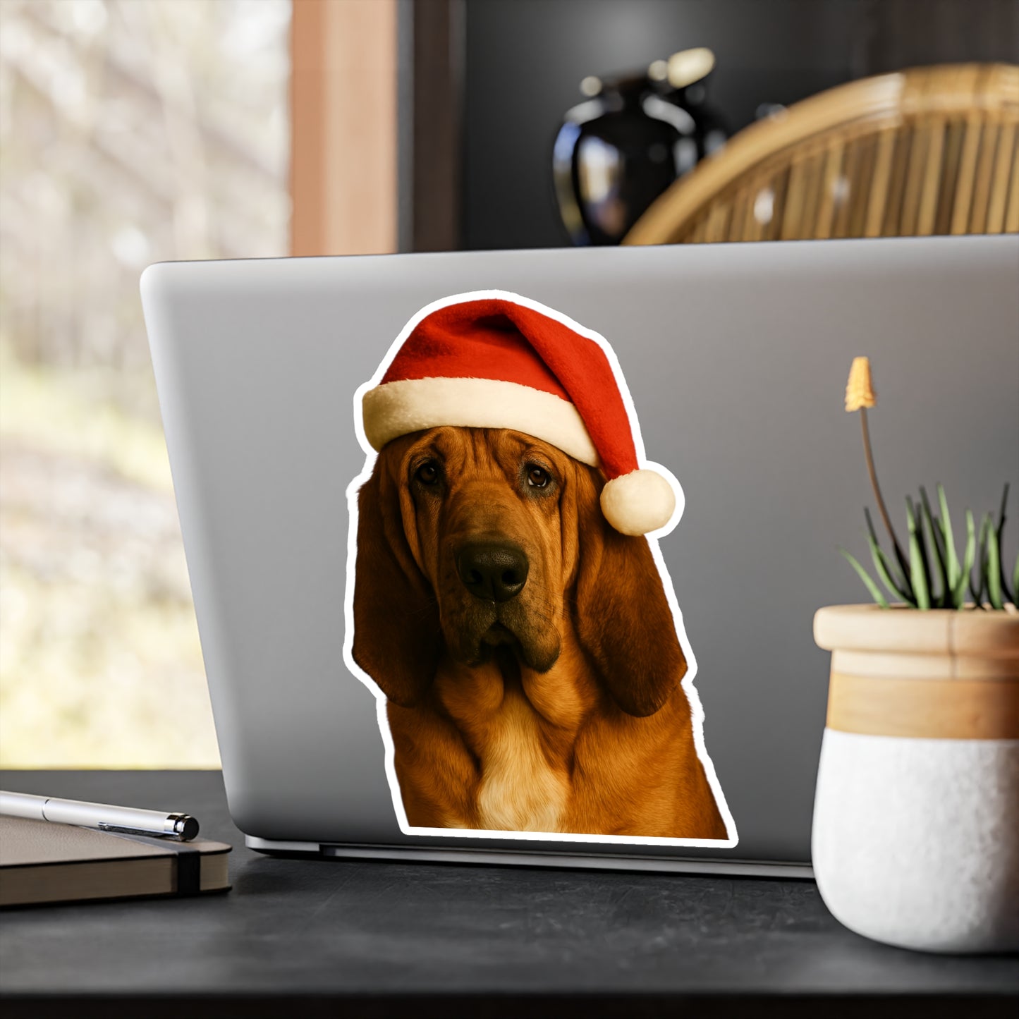 Santa Paws Bloodhound Vinyl Decal