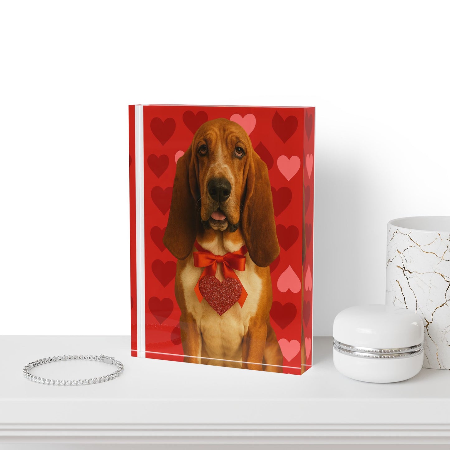 Cupid's Companion Basset Acrylic Photo Block